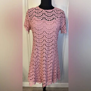 She + Sky Rose Pine Lace‎ Crochet Fit and Flare Dress Size Medium